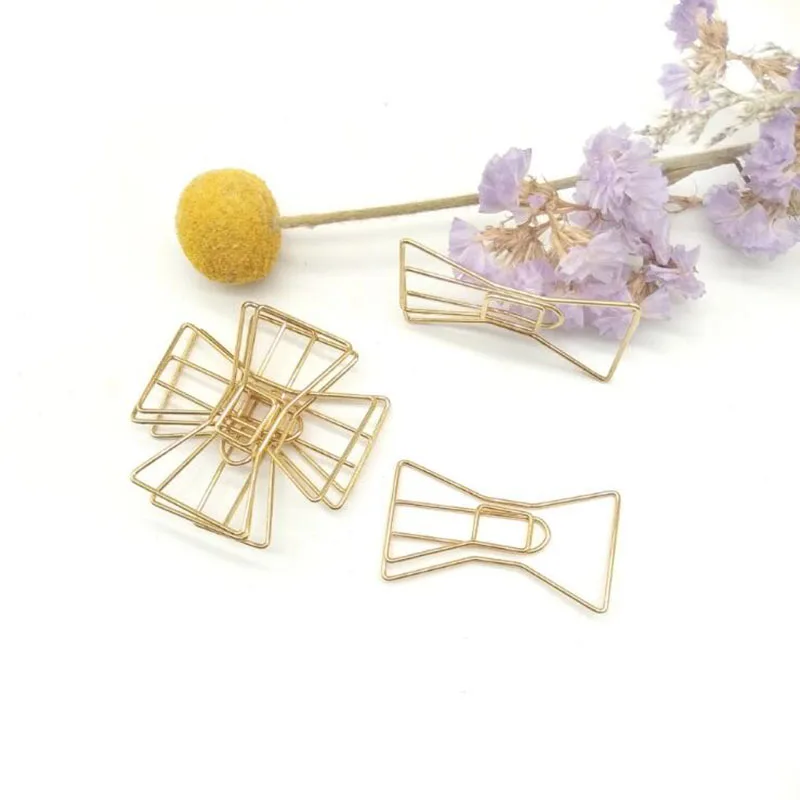 

Golden Creative Paper Clip Paper Clip Bow Paper Clip Creative Metal Shaped Paper Clip School Office Supplies 4pcs / Set