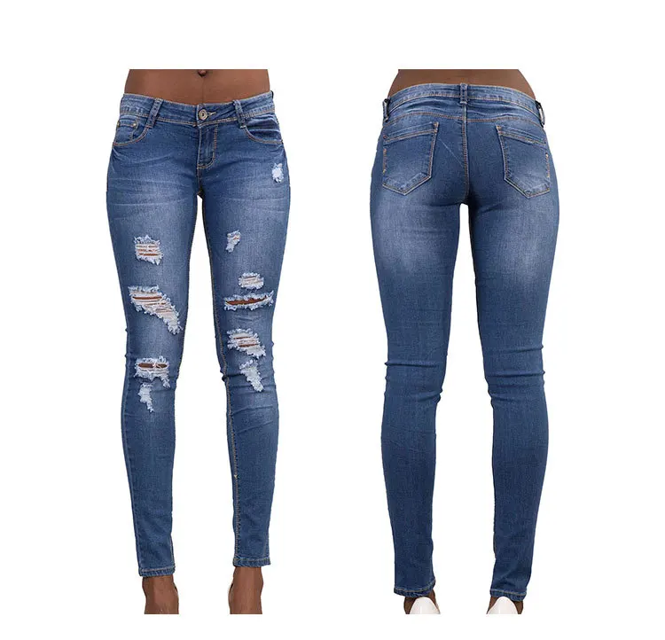 ZQLZ Jeans Woman Fashion Ripped Ultra Stretch Skinny Ture Pencil Pants Women Summer Denim Trousers Femme |