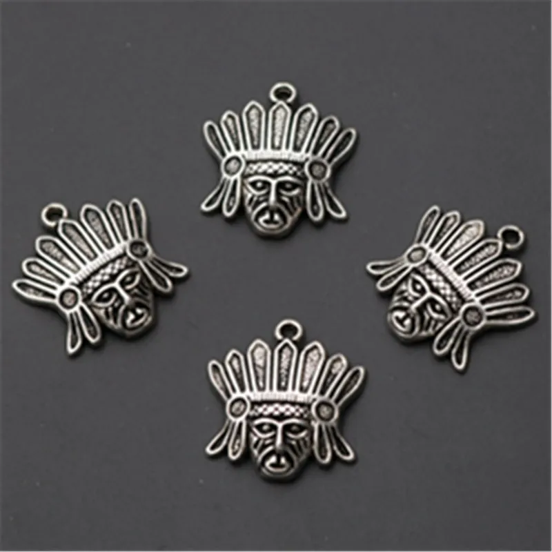 

10pcs Silver Color Maya Warrior Glamour Alloy Pendants For Retro Necklace Bracelet DIY Metal Jewelry Jewelry Manual Findings