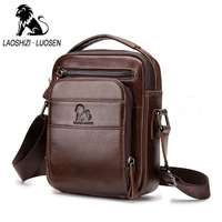 laoshizi genuine leather men messenger bag tablets mens shoulder bag handbag vintage crossbody bags male briefcase leather bags