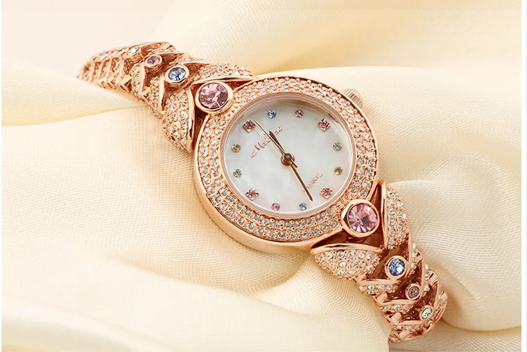 Elegant MELISSA Bracelet Watch Noble Fashion Palace Designer Crystals Dress Wrist watch Quartz Relogio Shell Montre Femme MG523 | Наручные