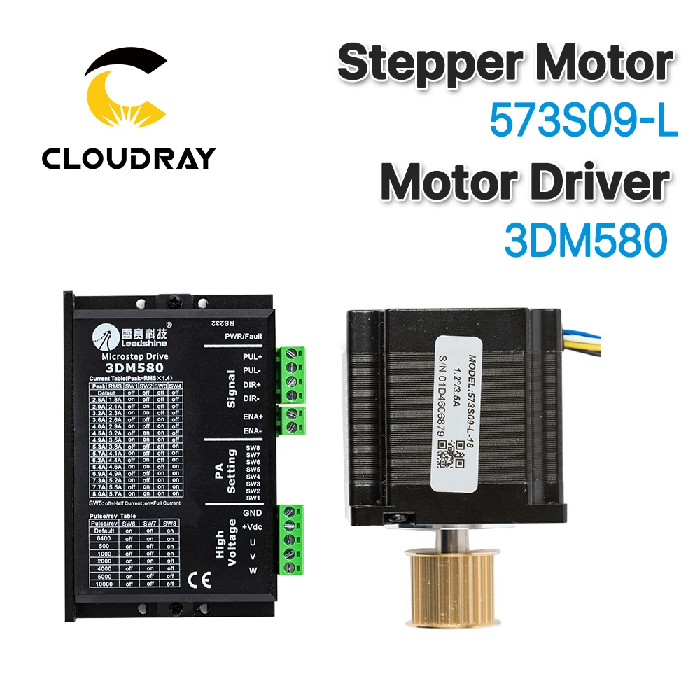3 фазный шаговый двигатель Cloudray Leadshine 573S09 L 18/573S15 18 + Драйвер 3DM580 для лазерной