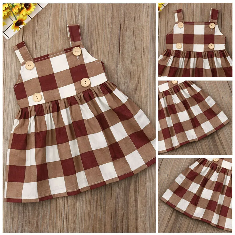 Baby Girls Summer Dress Kids Sleeveless Plaid Sling Princess Dresses 1-6Y Newborn Girl Clothes Cotton | Детская одежда и обувь