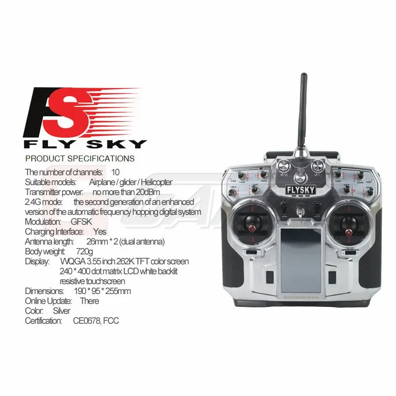 FlySky FS-i10 2,4G 10CH AFHDS 2A автоматический Частотный скачкообразный передатчик+ FS-iA10 приемник для радиоуправляемого мультикоптера вертолета