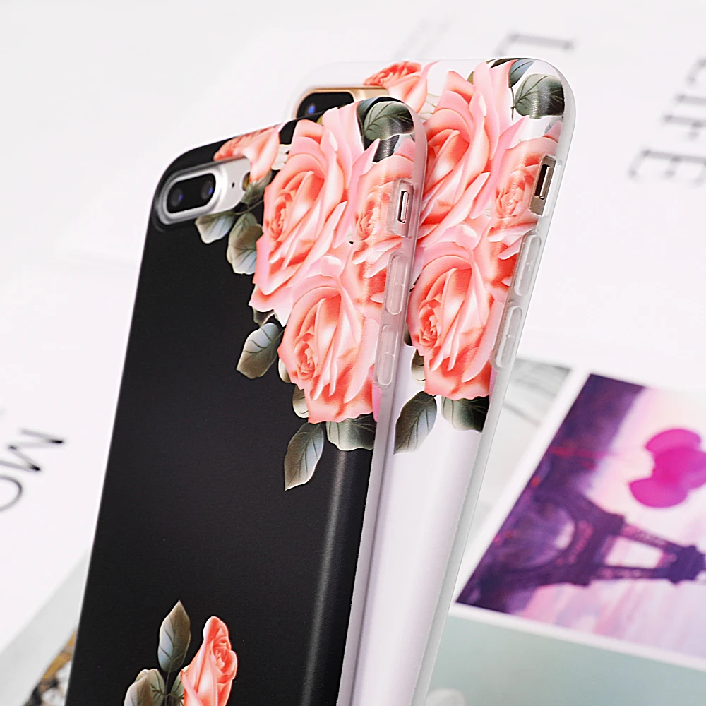 Rose Flowers Phone Case For iPhone XS Max XR 6 6S 7 8 Plus X Hot Vintage Floral Soft IMD Back Cover Cases Gifts |