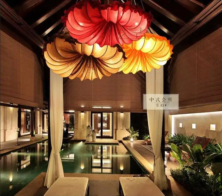 Китайский стиль ткани подвесные светильники креативная ткань салон красоты