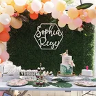 Персонализированный знак с большими именами, Свадебный деревянный знак, индивидуальный знак с шестигранным именем, декорация для свадьбы, дня рождения, детской