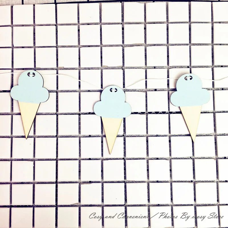 blue ice cream Лампа Единорог Лебедь деревянные щепы баннер настенные подвесные украшения для детей детская спальня домашний Настенный декор Прямая - Цвет: blue ice cream