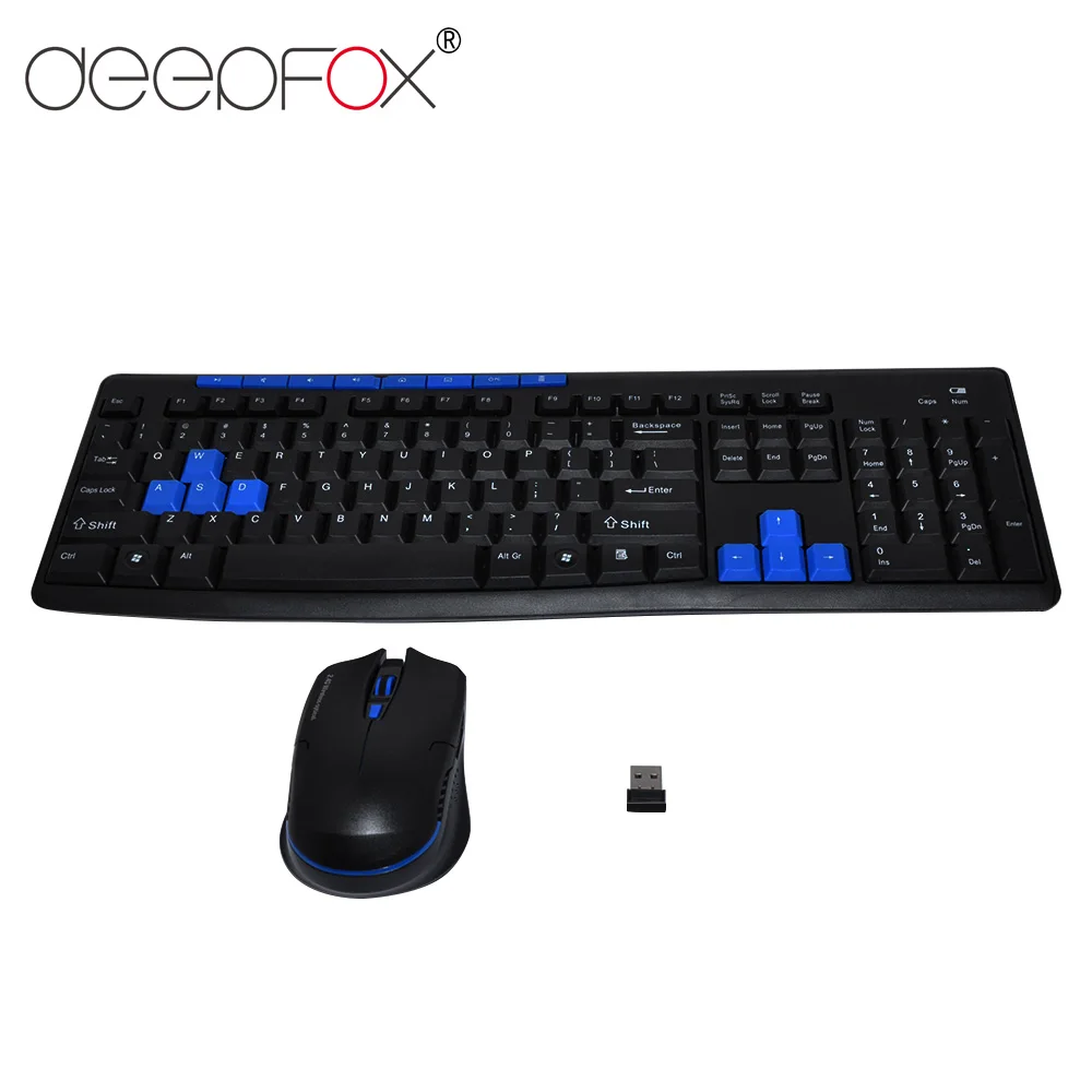 DeepFox 2,4G USB Беспроводная клавиатура мышь комбинированная Бесшумная мышь Водонепроницаемая клавиатура набор мультимедийных клавиш для Windows компьютера