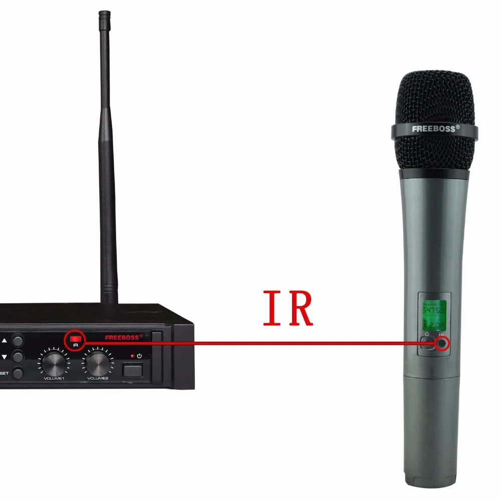 FREEBOSS AR650 UHF Беспроводная микрофонная система двухканальный ИК частотный микрофон