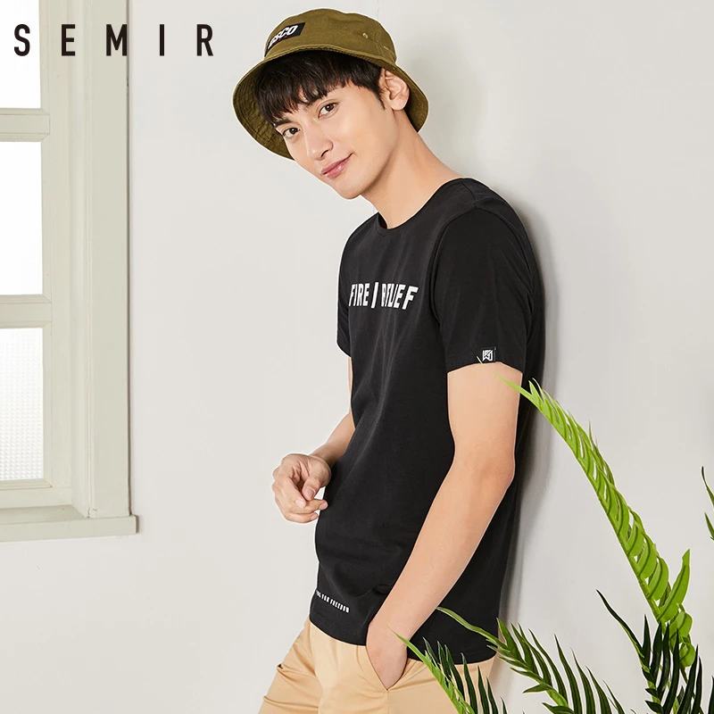 SEMIR 100% хлопок летняя футболка для мужчин топы футболки с коротким рукавом