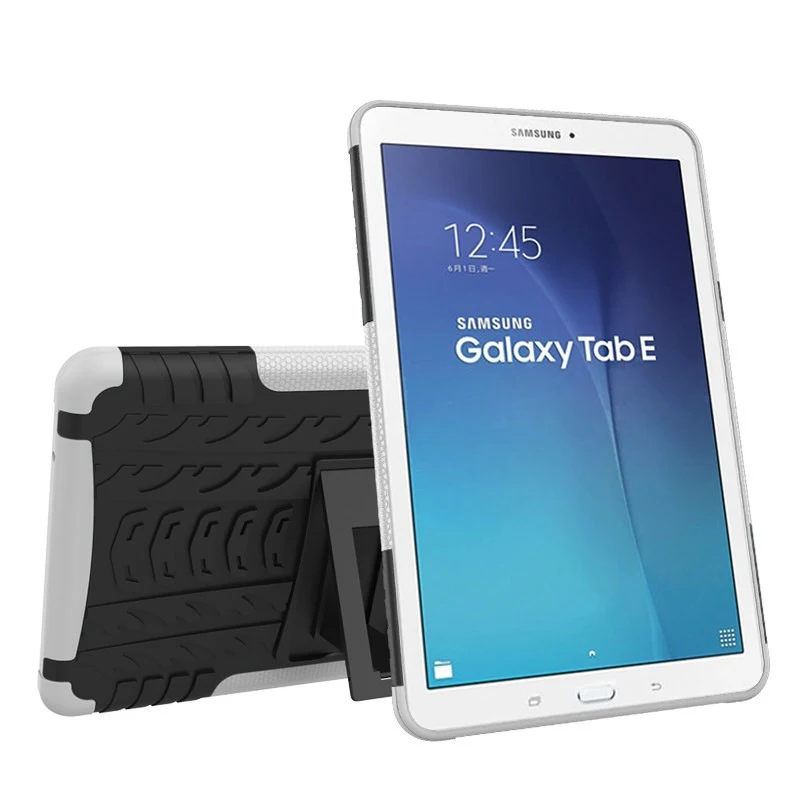 white Гибридный бронированный чехол с подставкой из ТПУ+ поликарбоната для samsung Galaxy Tab E 9,6 T560 T561 чехол для планшета для samsung TabE T560 Чехол+ пленка+ ручка - Цвет: white