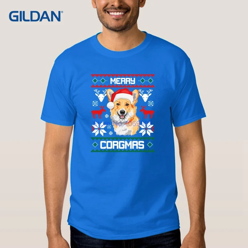 Merry Corgmas Рождественская футболка Дизайн 2018 черно белый полосатый Для мужчин