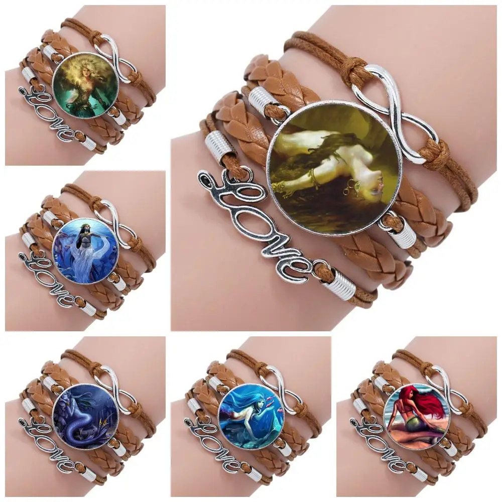 Лучший подарок для девочек многослойный черный/коричневый кожаный браслет с