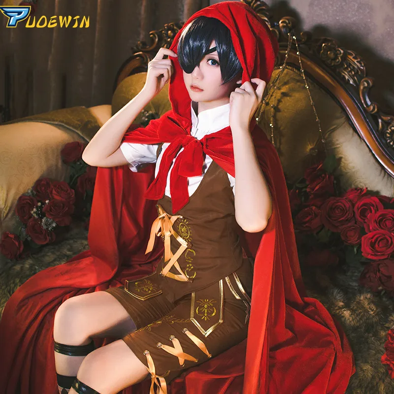 Костюм для косплея Черный Батлер Kuroshitsuji Небесный Phantomhive маленький красный капот|
