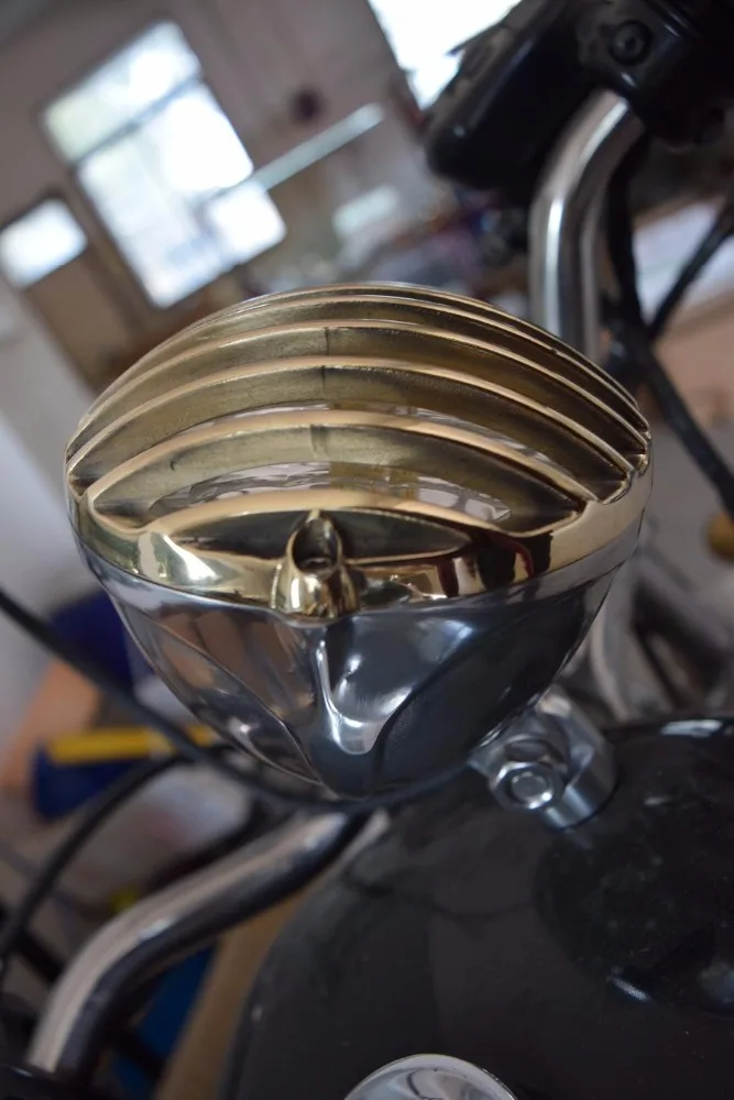 Бесплатная доставка мотоцикл чоппер латунная светодиодная фара уличная крыса