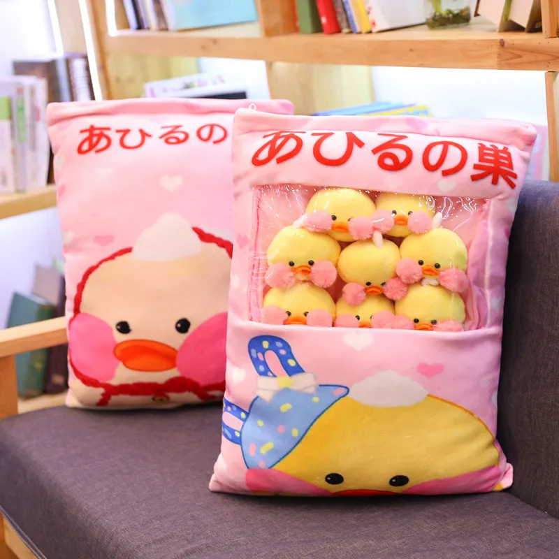Плюшевая подушка с желтой уткой Kawaii Cafe Mimi Lalafanfan мягкие куклы в виде кролика