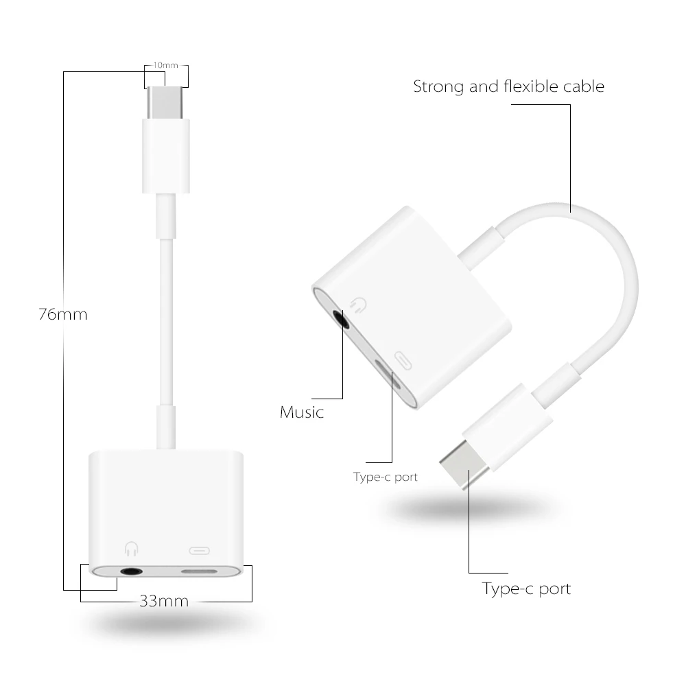 USB Type C аудио кабель Ascromy адаптер для наушников 3 5 мм Разветвитель зарядный Samsung S8