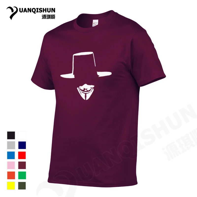 YUANQISHUN Brand T-shirts Summer Short Sleeve T Shirt V for Vendetta Men's Sportswear T-shirt Streetwear Novelty Top | Мужская