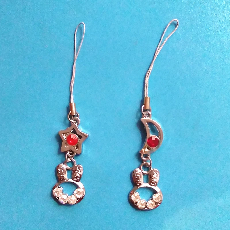 Мини Звезда Луна И Кролик Брелок Симпатичные Кристалл Маленький Телефон