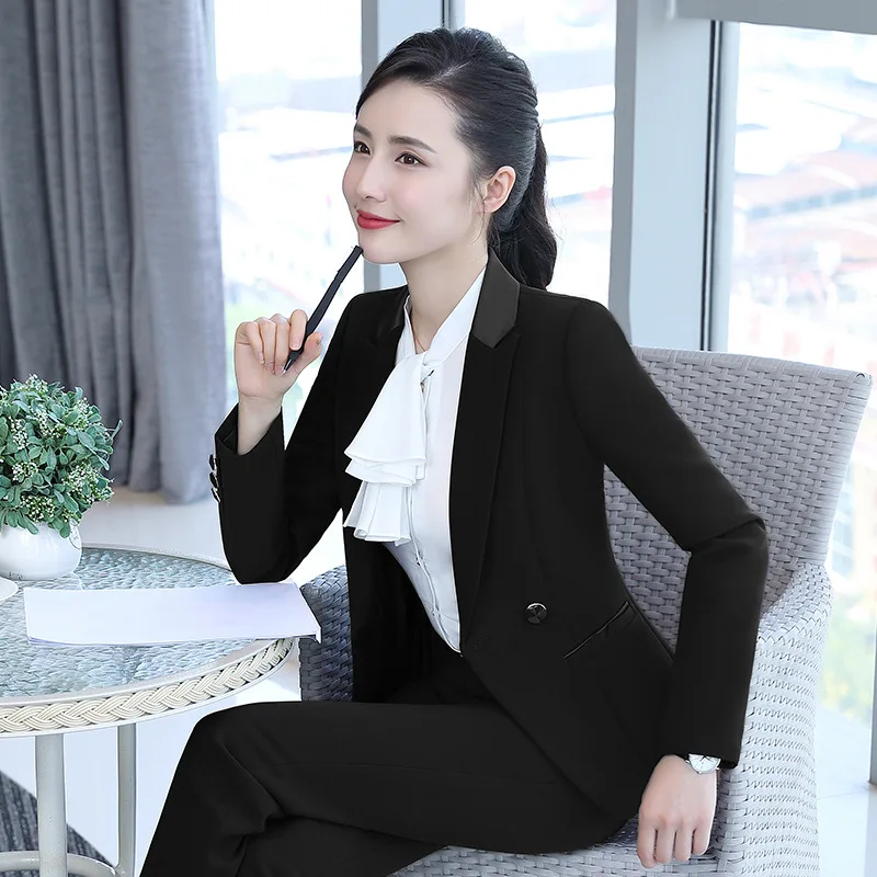 Деловые брючные костюмы из 2 предметов официальная Женская Офисная форма