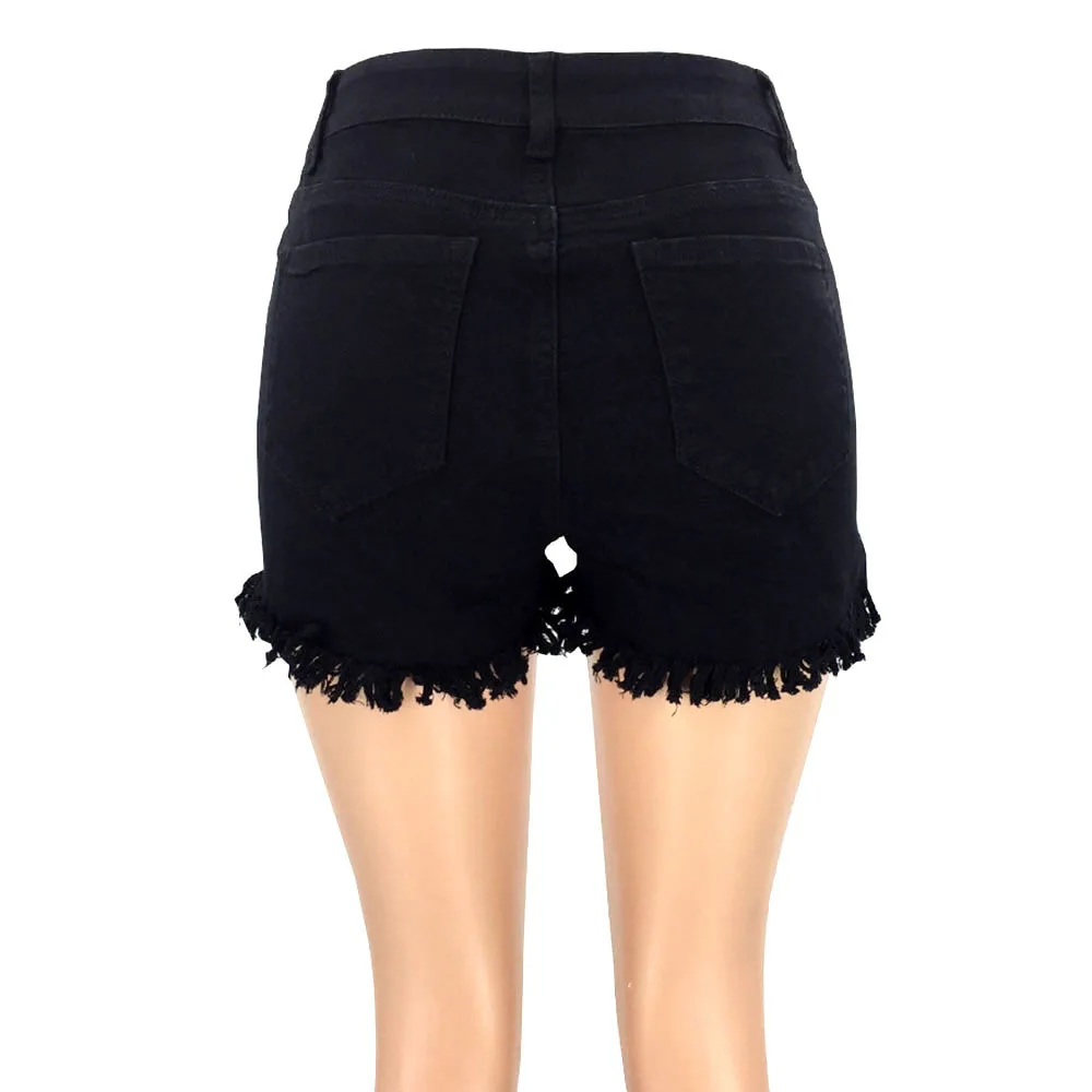 

MIND FEET Women Shorts Cotton Denim Vadim Female Tassel Sexy Skinny Button Pockets Casual Slim Pencil Short Jeans Summer