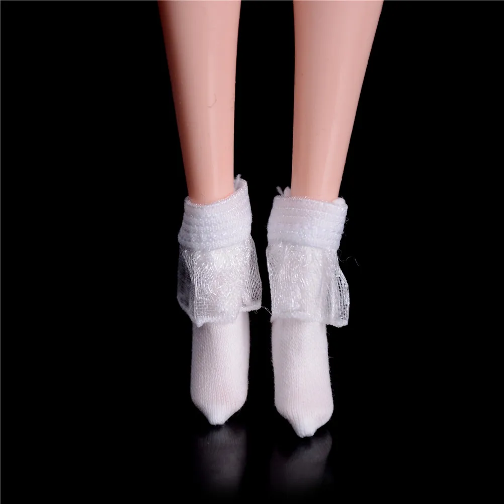 

1pair Elastic White Black Short Socks For Blythe 1:6 Doll Accessories Pure Color Lace Doll Sock for Dolls Hot Sale
