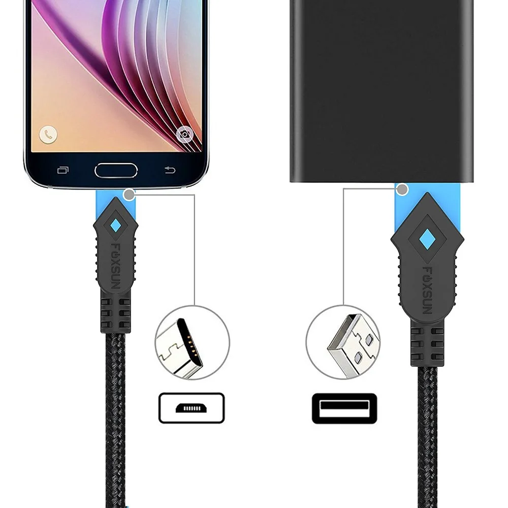 Micro USB кабель Android нейлоновый плетеный шнур для быстрой зарядки Samsung Galaxy S7 Edge S6 Kindle