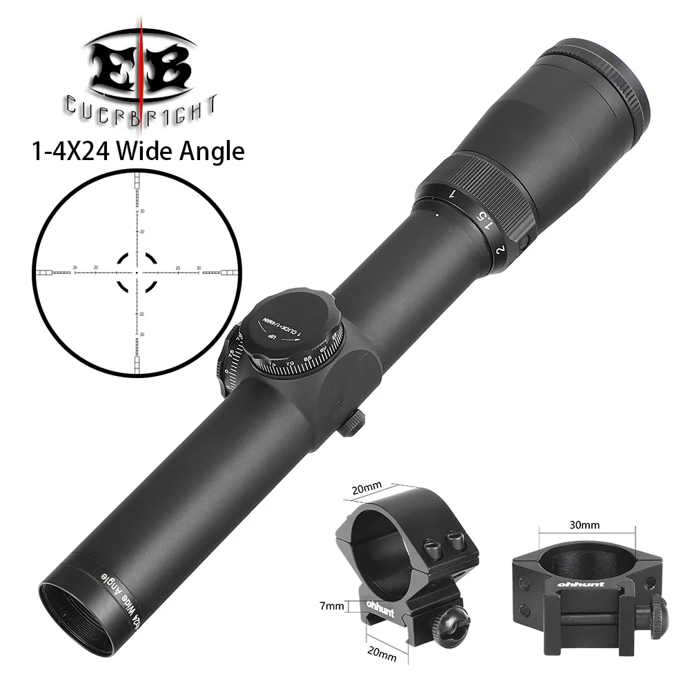 30mm-Picatinny-Low EB 1-4X24 Компактный Тактический прицел FFP оптические прицелы первая фокальная плоскость стеклянный охотничий прицел широкий угол для винтовки - Цвет: 30mm-Picatinny-Low