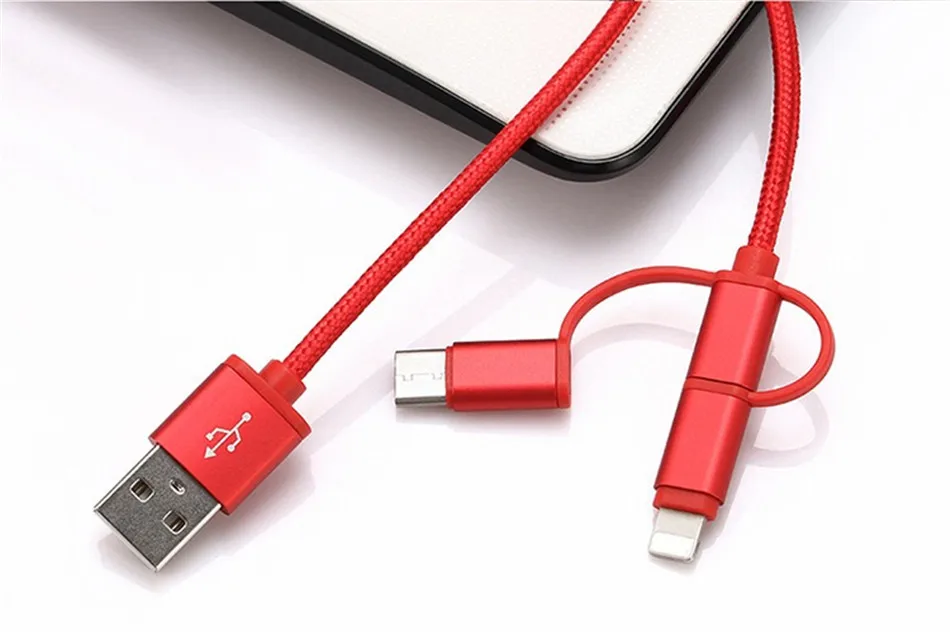 NOHON 3 в 1 Lighting Micro usb type C зарядный кабель для iPhone X 8 7 кабель для быстрой зарядки USB для Oneplus 5 samsung Galaxy S8