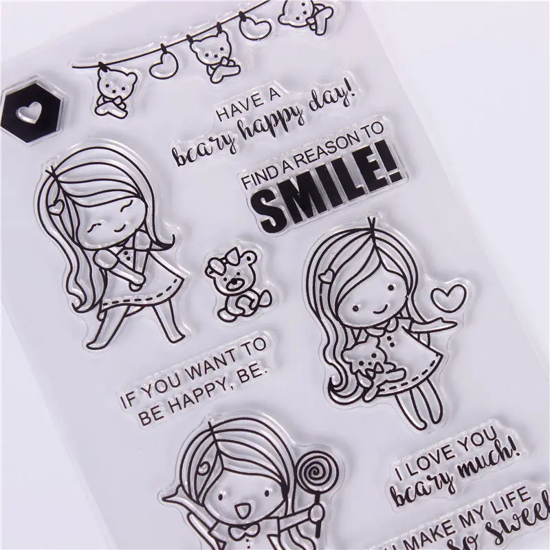 Девушка Штамп для скрапбукинга Прозрачная силиконовая резина DIY Фотоальбом