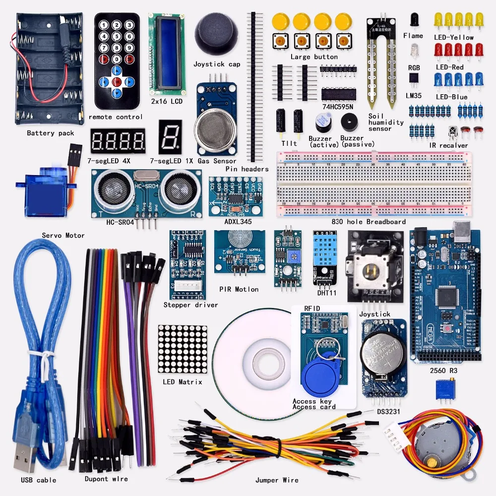 Бесплатная доставка! Новый супер стартовый Обучающий набор WeiKedz для Arduino с MEGA 2560R3 +