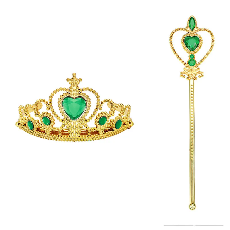 Crown and Gloves-A Сказка Принцесса и лягушка костюм для детей в возрасте размер на 3–8 лет девочка принцесса платье Тиана день рождения Фэнтези платье вечерние платье - Цвет: Crown and Gloves-A