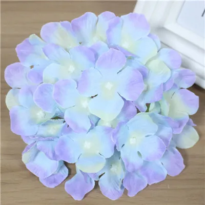 Sky blue 10 шт./лот искусственная шелковая Гортензия Цветок голова дома дисплей цветочный головной убор костюм Искусственный цветок для свадьбы фотографии DIY реквизит - Цвет: Sky blue