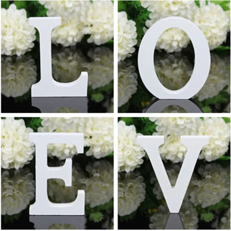 

8cm White Wooden LOVE Wedding Sign Romantic Wedding Decoration DIY Marriage LOVE Letters Photography Props Rustic Wedding Decor