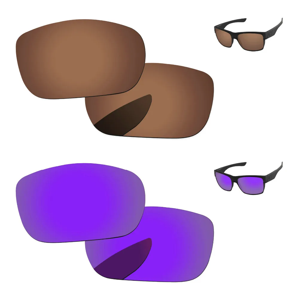 

Плазменный фиолетовый и медный коричневый 2 пары Поляризованные Сменные линзы для Солнцезащитные очки Рамка 100% UVA и UVB Защита