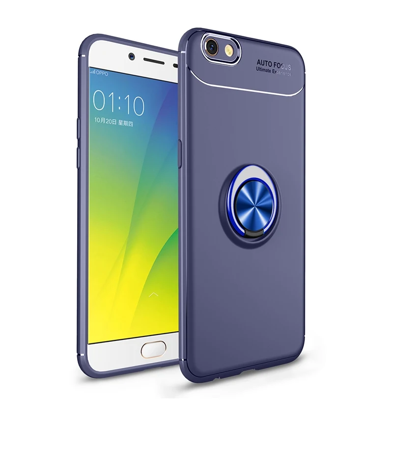 Blue Чехол для телефона для OPPO F5 F7 F9 Pro Чехол Мягкий силиконовый чехол с кольцом чехол для OPPO R9 R9S R11 плюс R17 Pro найти X Realme U1 A3S A5 A7 A7X - Цвет: Blue