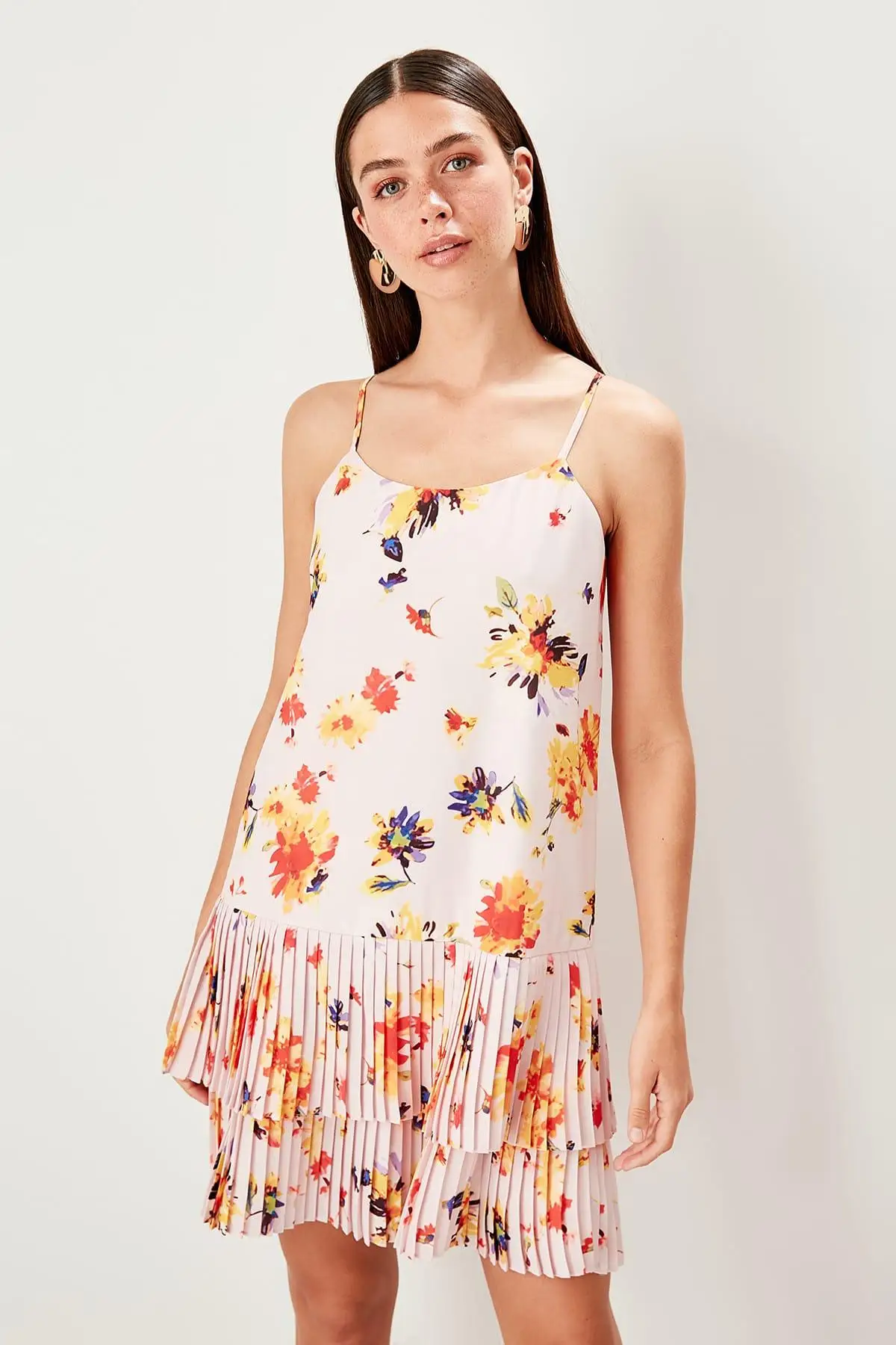 Trendyol Powder Piliseli Patterned Dress TWOSS19VM0010 | Женская одежда