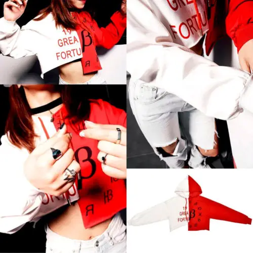 Крутой Женский Топ с длинным рукавом в стиле хип хоп капюшоном|crop top hoodie|hoodie
