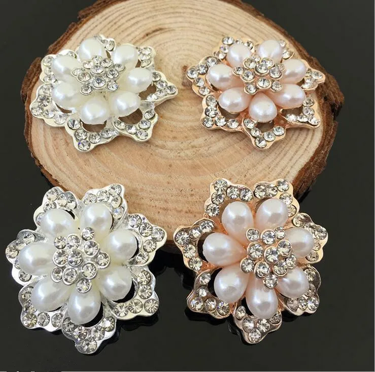 5 шт 39*39 мм волосы пуговицы с цветами в центре сплав серебро/золото жемчужины