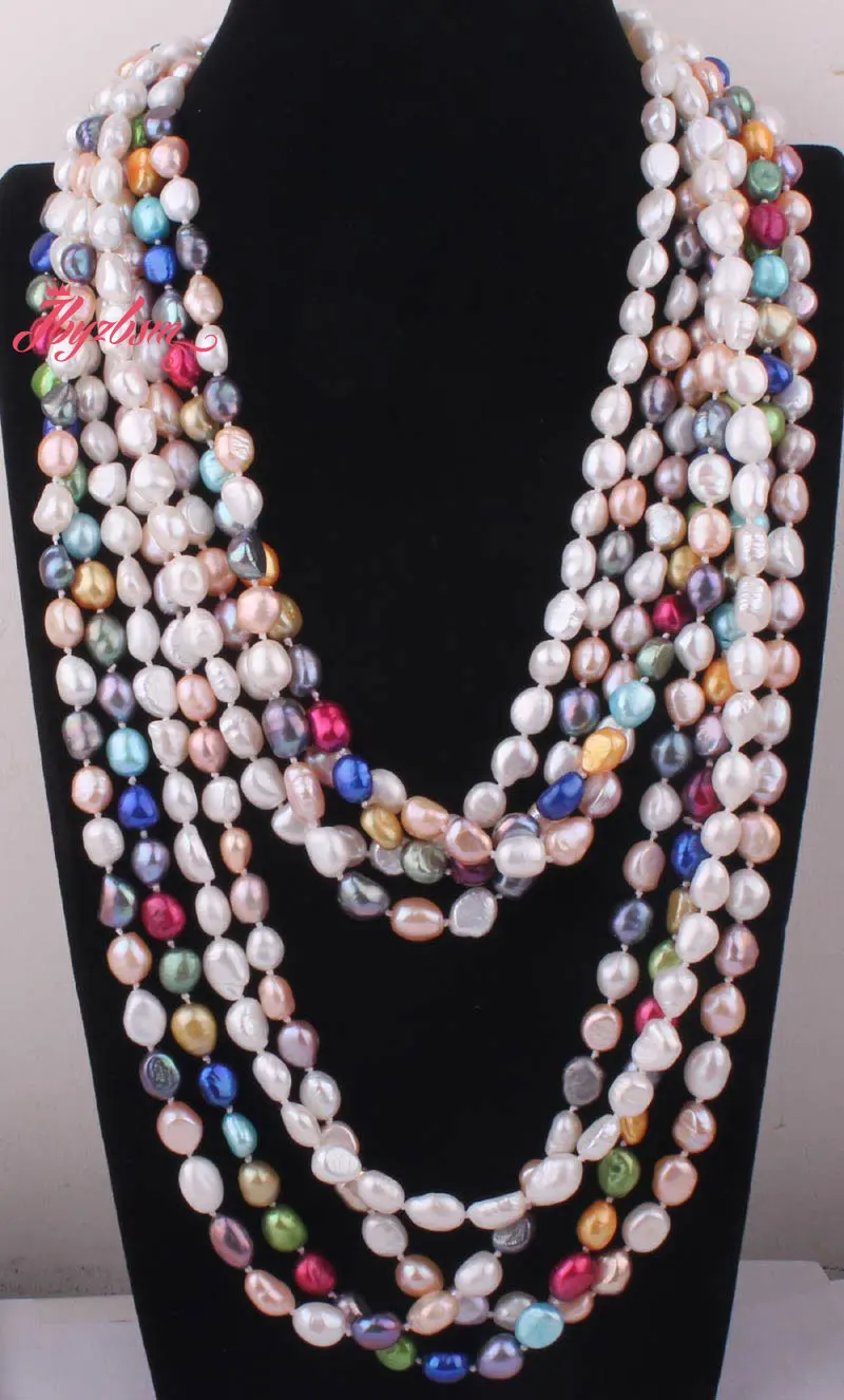 7x8 8x9mm Natural Freshwater Pearl Beads Freeform Gem Stone Fashion Handwork Necklace 45&quot Not Button Wholesale Free shipping|pearl