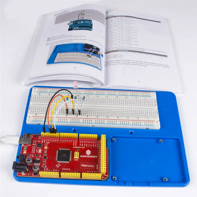 Стартовый набор SunFounder Project Super V3.0 с платой Mercury и учебной книгой для Arduino UNO R3 Mega 2560 |
