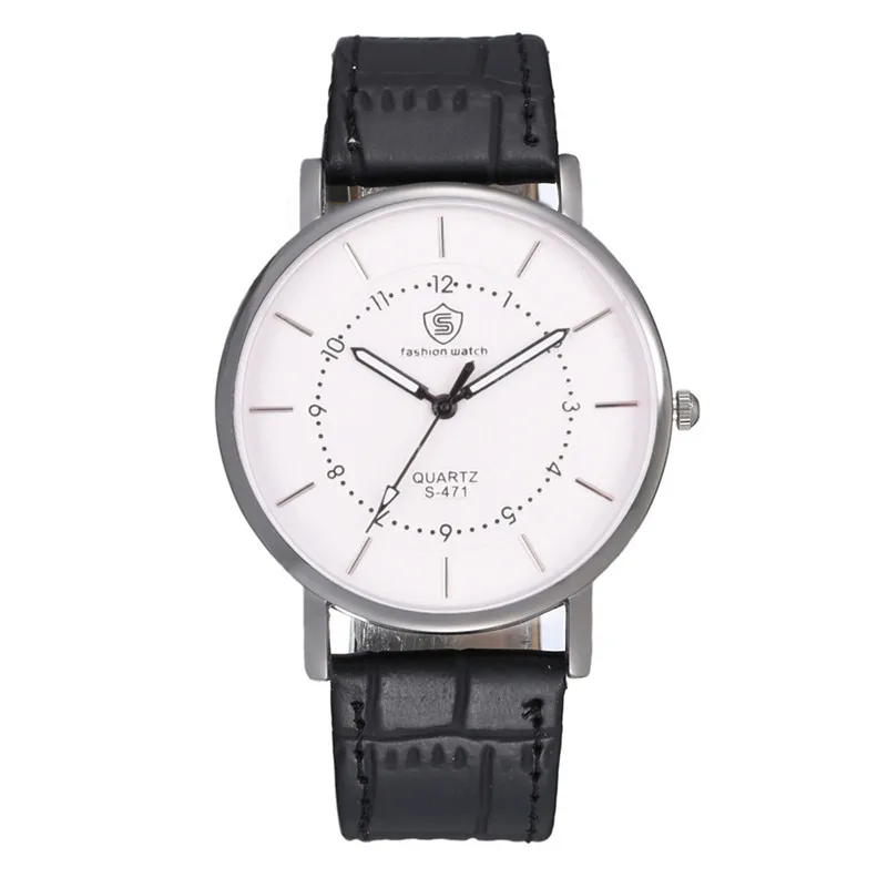Мужские кварцевые часы Heren Horloge ɼ повседневные из сплава с кожаным ремешком |