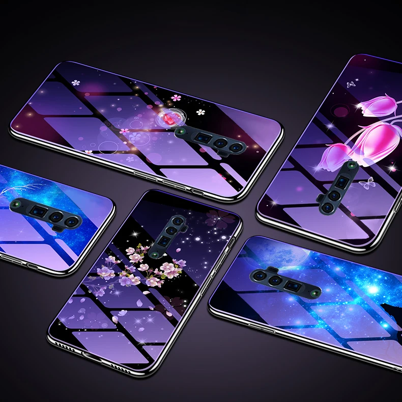 Для OPPO Reno/Reno 10x zoom Обложка кожаный чехол с покрытием из закаленного стекла Blue Ray