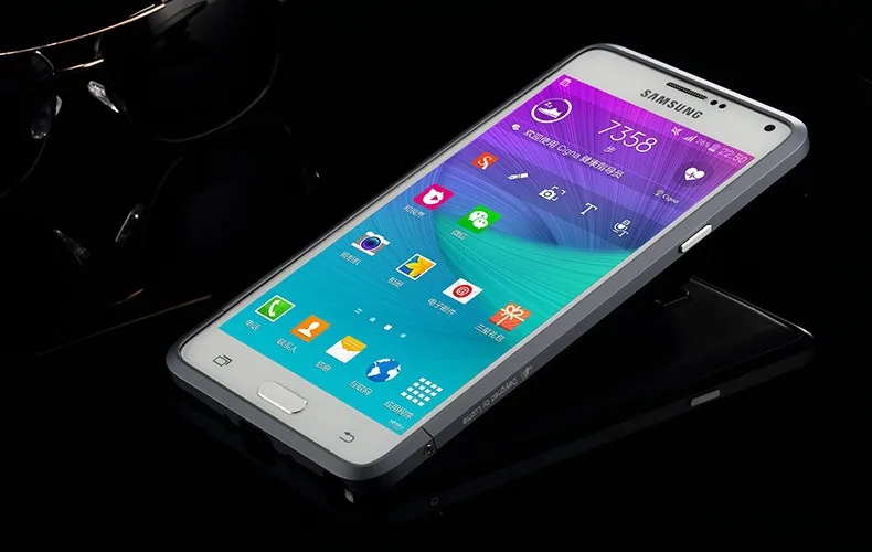 Luphie роскошный ультра тонкий алюминиевый бампер чехол для samsung Galaxy Note 4 N910F N9100 чехол+ 2 пленки(1 передняя+ 1 задняя