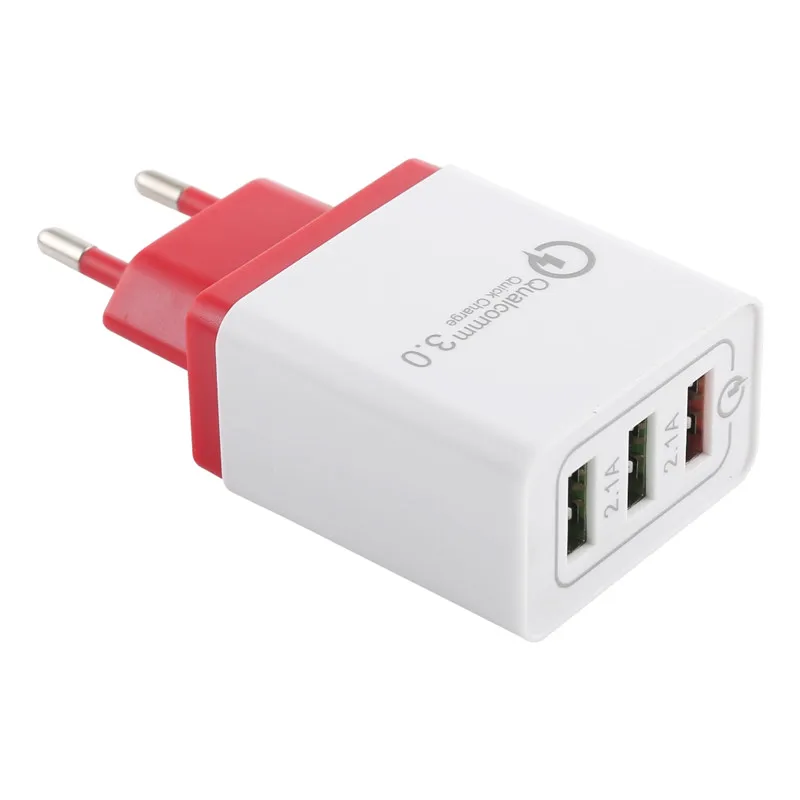 Red 3USB ЕС разъем 3USB выход телефон быстрое зарядное устройство для iPhone 6/vivo X21/samsung S10 note 10/huawei P30 mate 20/OPPO R17/xiaomi 8 - Тип штекера: Red 3USB