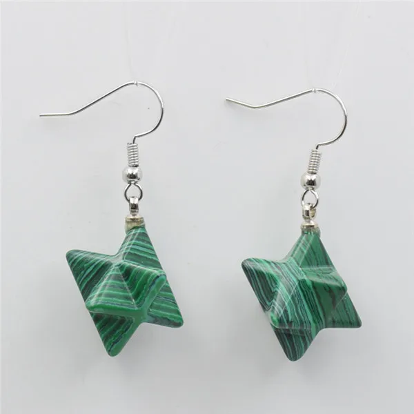 Malachite Новые серьги-капельки с полудрагоценным камнем, серьги, белые розовые кристаллы аметиста, милые серьги Merkaba, серьги-крючки, женские подарки, модные очаровательные ювелирные изделия - Окраска металла: Malachite