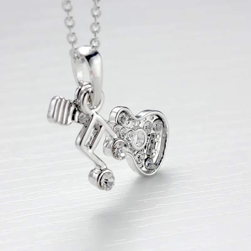 Fine violin note collar mujer for women Anti allergy crystal pendants chain necklace paris saint germain 2019 new accessories | Украшения и