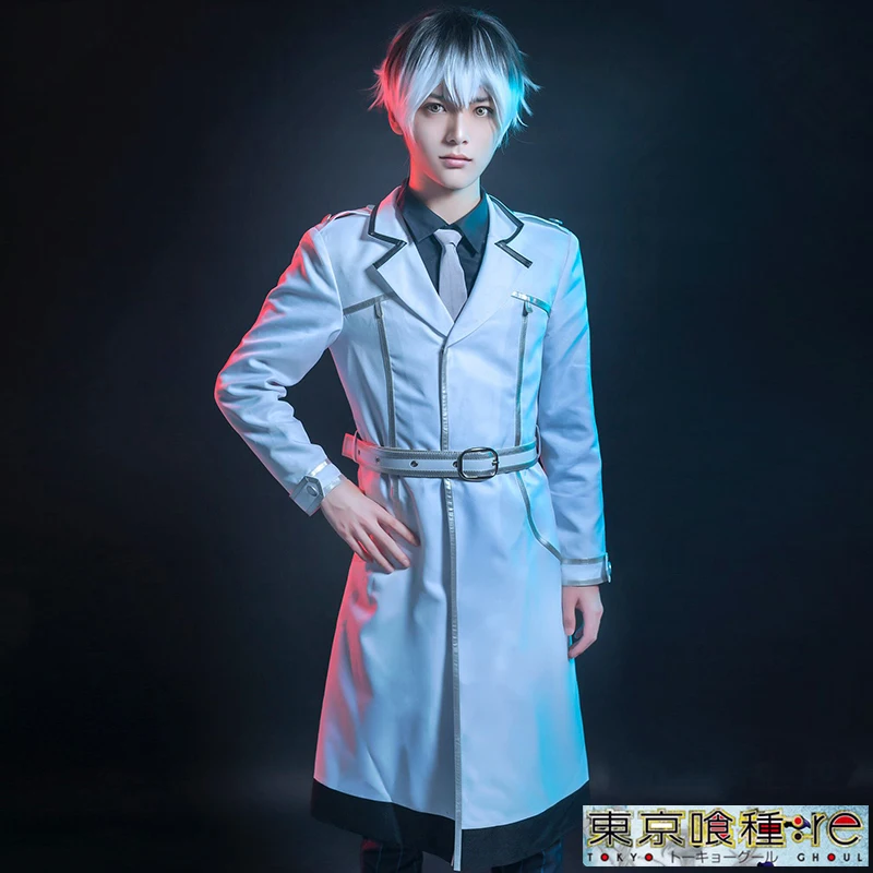 Аниме! Токио вурдалак: re Kaneki Кен белый Тренч Костюм Равномерное Косплэй Хэллоуина