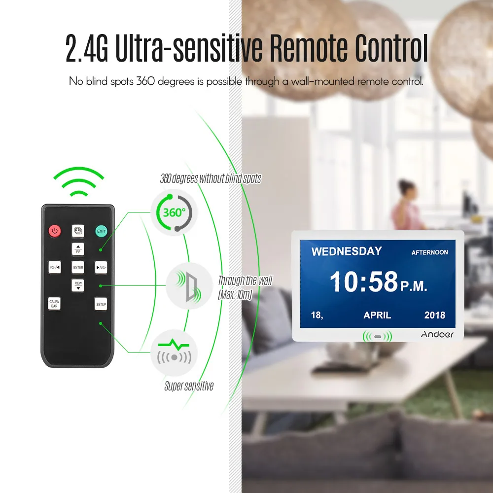 Andoer 10 дюймов 1024*600 Ips цифровая фоторамка Поддержка настройки времени функции